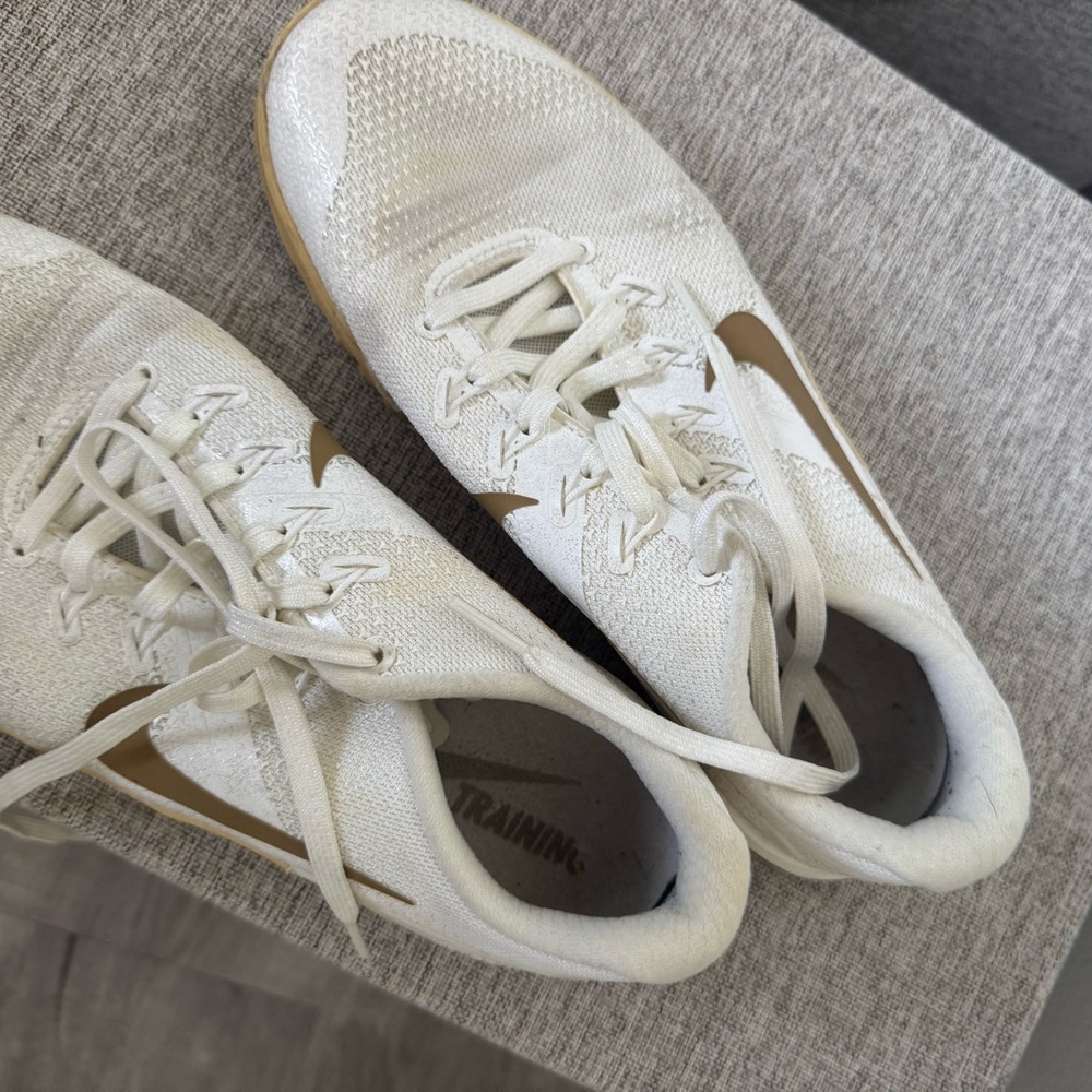 White and Gold Athletic Shoes